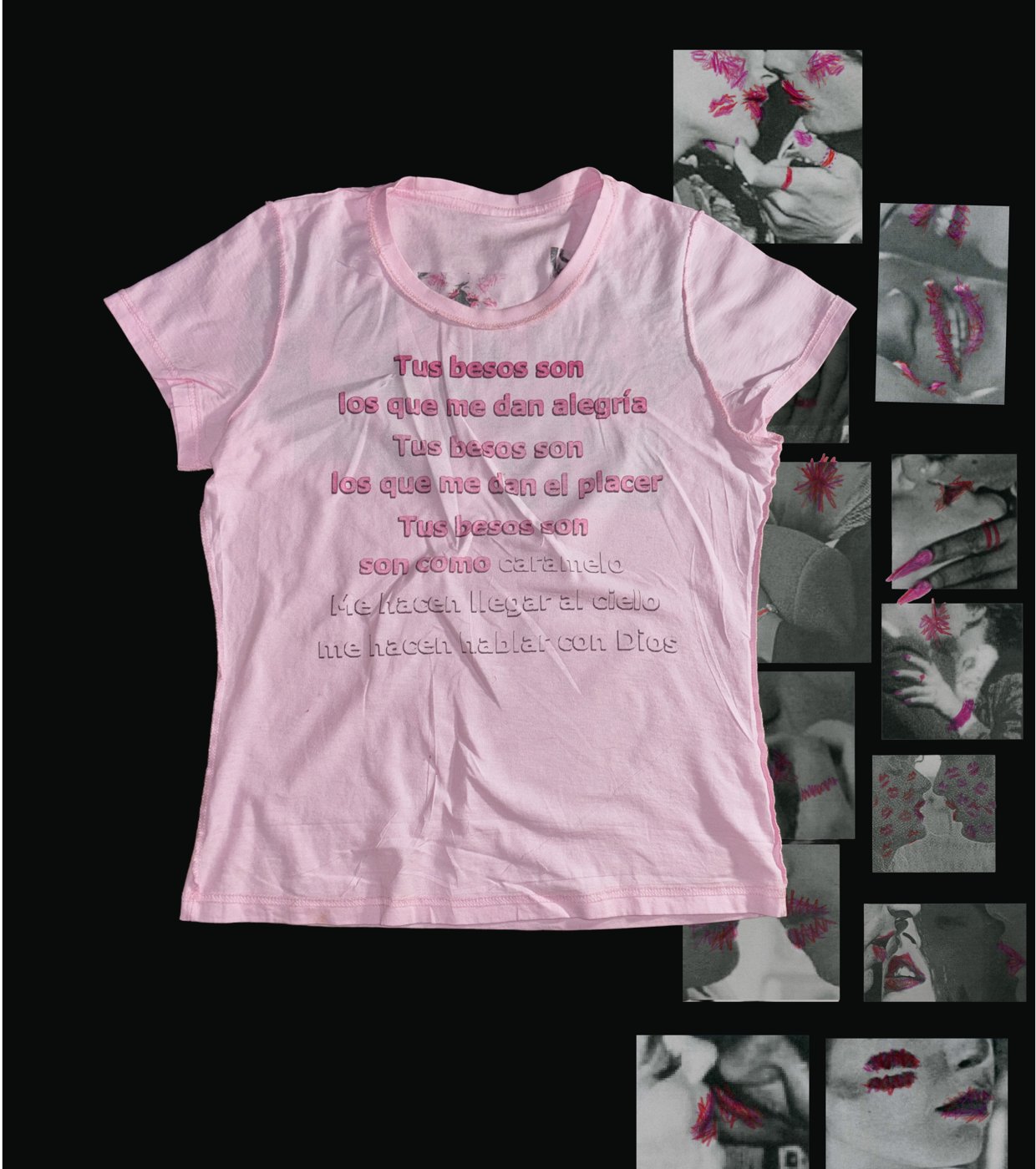 Polera Tus besos son — al revés, con poema